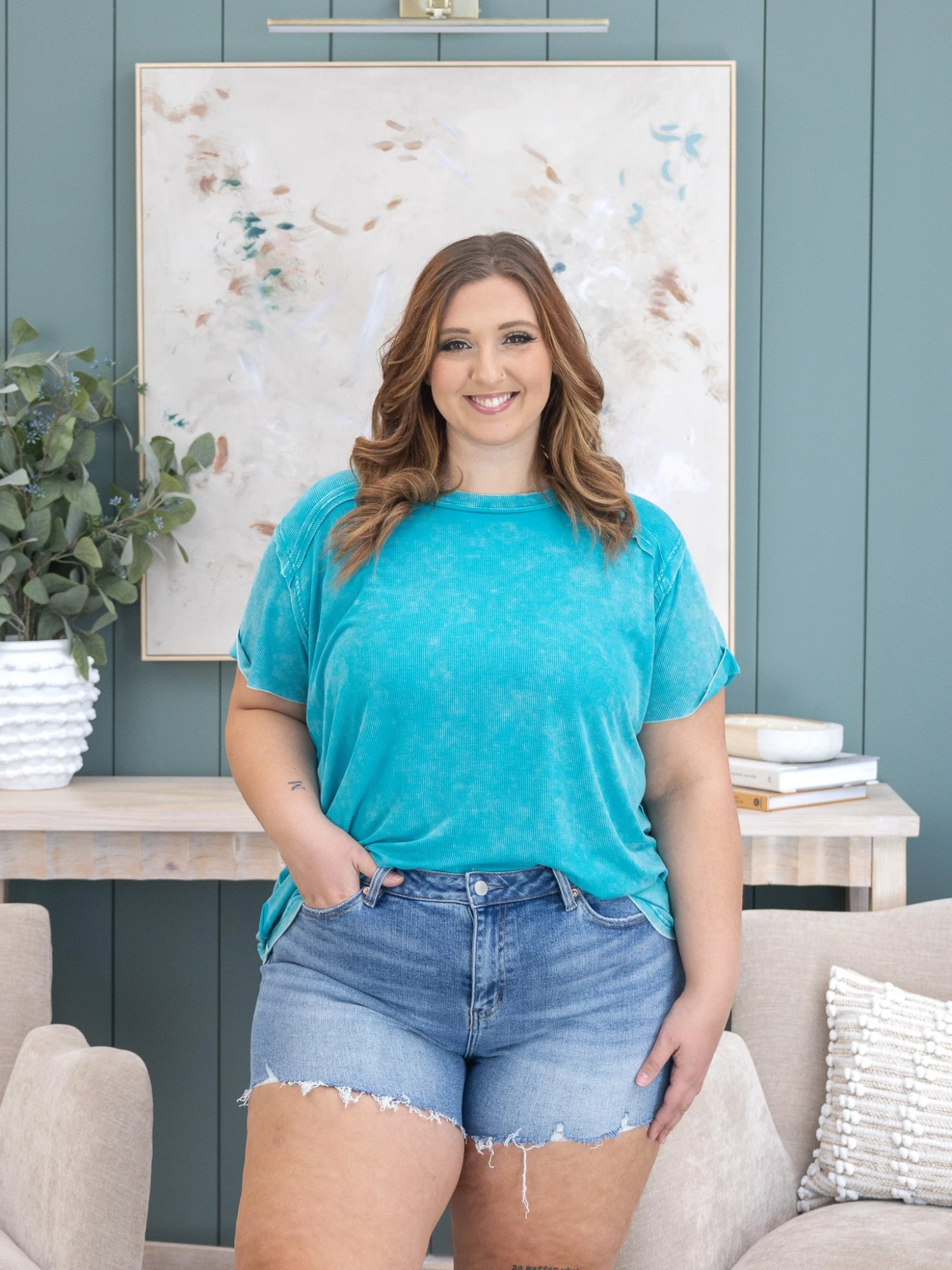 Mica Denim High Rise Cut Off Shorts | S-3X 3 Mica Denim High Rise Cut Off Shorts | S-3X - Image 3