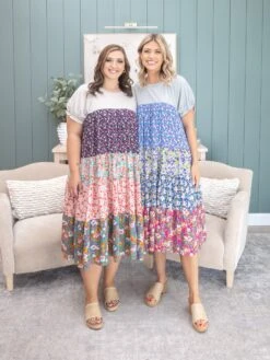 Mixed Print Tiered Midi Dress | S-L -Discount Divas Shop 00a3de57f6b305ab18b4f36ff2afc5e1