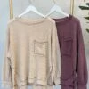 Waffle Knit Top W/ Side Slits | S - 2XL