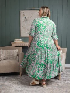 Abstract Print 3/4 Sleeve Tiered Midi Dress | S - 3X -Discount Divas Shop 0114a79a0aac00e980fa8f2d683071ee