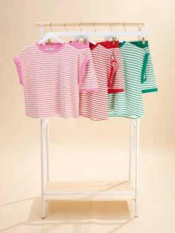 Short Sleeve Contrast Rib Striped Knit Top | S-2XL Pair W/ Sku61987 9 Short Sleeve Contrast Rib Striped Knit Top | S-2XL Pair W/ Sku61987 -Discount Divas Shop 018df8aeacdaccf22f75e468d1b59f71