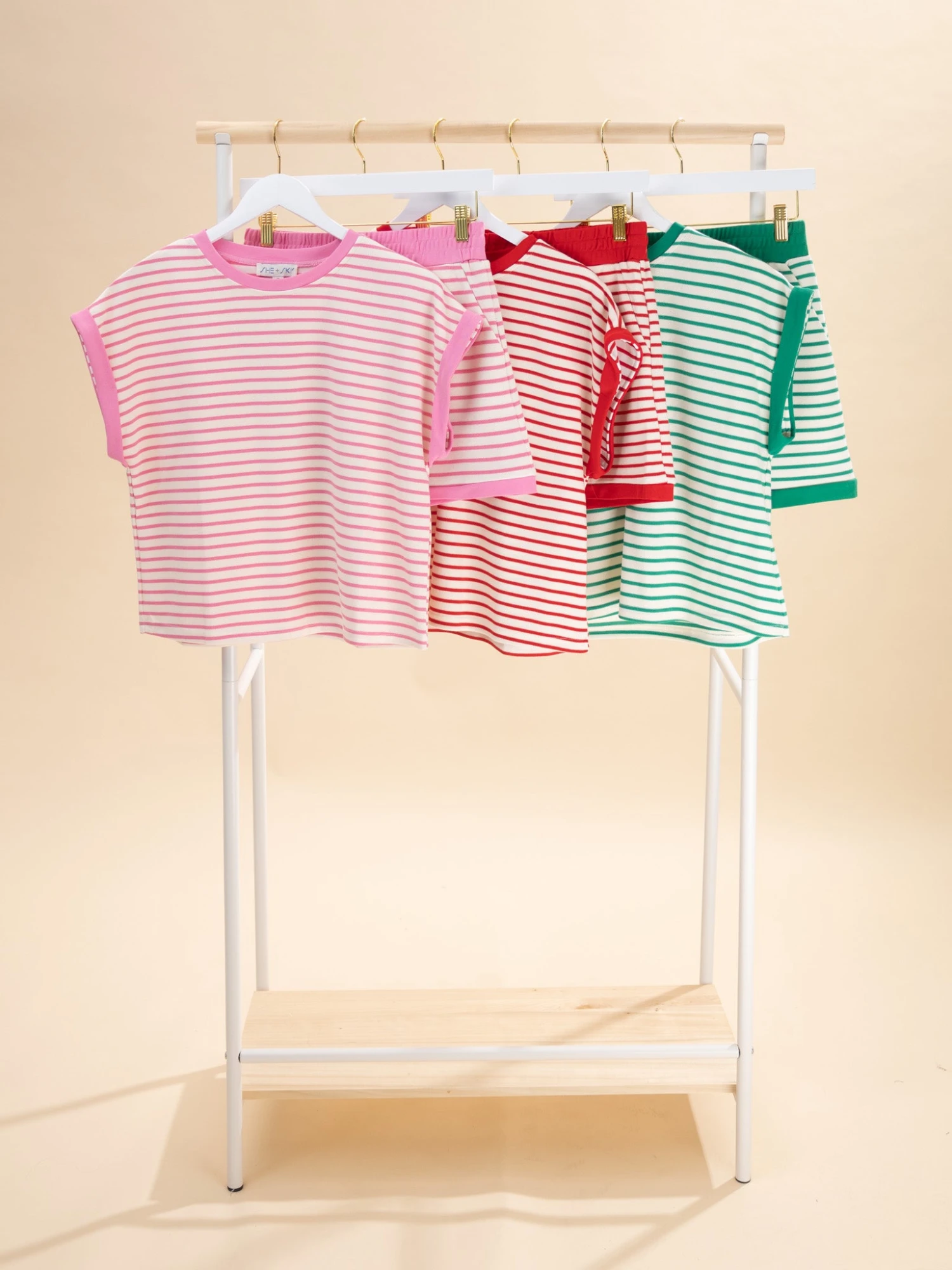 Short Sleeve Contrast Rib Striped Knit Top | S-2XL Pair W/ Sku61987 5 Short Sleeve Contrast Rib Striped Knit Top | S-2XL Pair W/ Sku61987 - Image 5