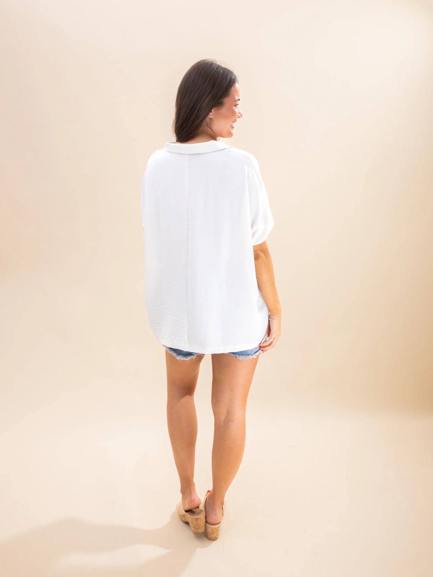 Zenana Airflow Collared V Neck Short Sleeve Top | S/M-L/XL 5 Zenana Airflow Collared V Neck Short Sleeve Top | S/M-L/XL - Image 5