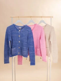 Tweed Button Up Jacket With Front Pockets | S-L