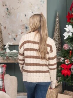 StripeCable Knit Sweater W/ Side Slits | S-L Thanksgiving 13 StripeCable Knit Sweater W/ Side Slits | S-L Thanksgiving -Discount Divas Shop 03375864b2f4dc2d4139ef9006d86fcc