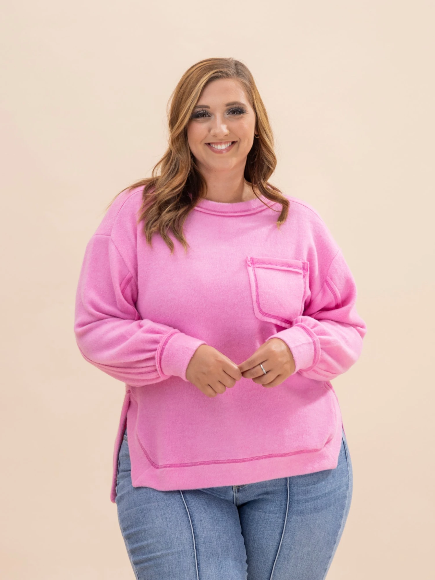 Zenana Luxe Hacci Hi-Low Round Neck Sweater | S/M-L/XL 15 Zenana Luxe Hacci Hi-Low Round Neck Sweater | S/M-L/XL - Image 15