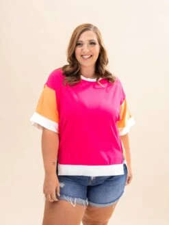 Color Block Patchwork Side Slits Loose Fit T Shirt | S-XL Bright & Bold