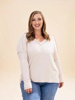 Zenana Raised Rib Long Sleeve Hi Low V-Neck Top | S/M-L/XL -Discount Divas Shop 052a0e8cbe0432cffc33f01cf634b178