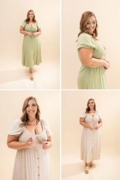 Smocked Front Tie Button Down Midi Sundress | S-3X