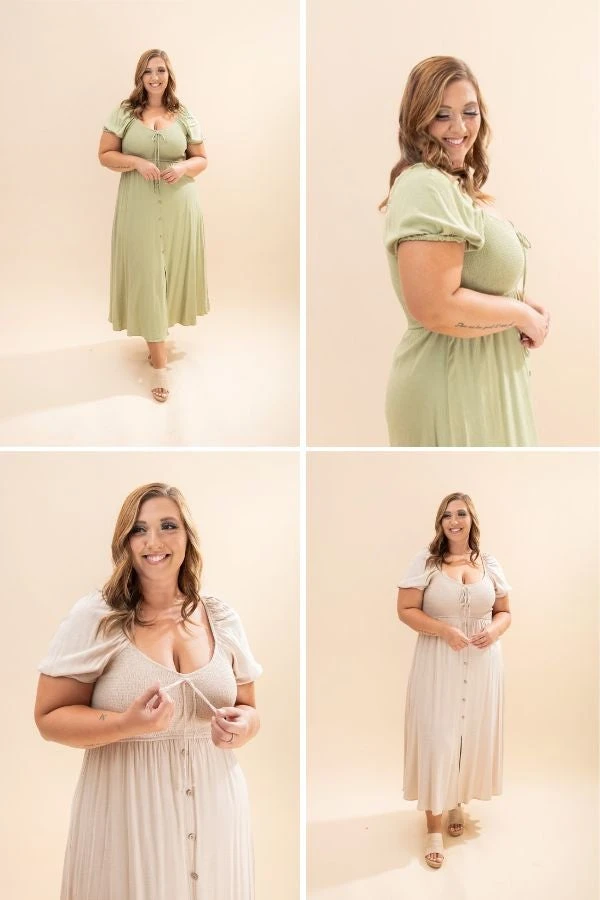 Smocked Front Tie Button Down Midi Sundress | S-3X 1 Smocked Front Tie Button Down Midi Sundress | S-3X