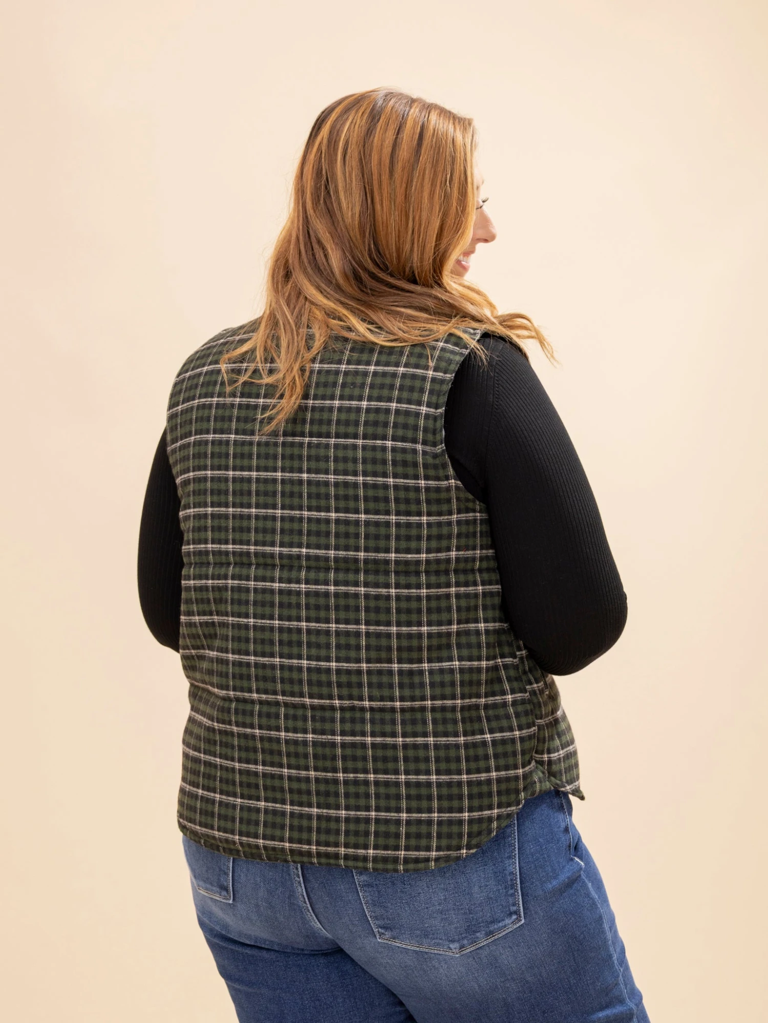 STACCATO Mock Neck Plaid Puffer Vest | S-XL 9 STACCATO Mock Neck Plaid Puffer Vest | S-XL - Image 9