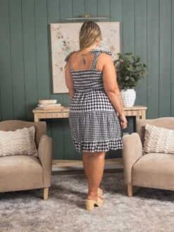 Smocked Gingham Print Dress W/ Tie Straps | S-3X -Discount Divas Shop 0652f926902125311706968164f5aa40