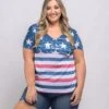BiBi Star And Stripe Jersey Knit American Flag Top | S - XL