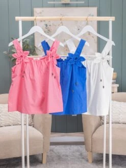 Solid Poplin Sleeveless Top With Floral Strap Detail | S-3XL