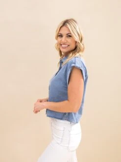 Denim Pinup Folded Cap Sleeve Shirt | S-XL 6 Denim Pinup Folded Cap Sleeve Shirt | S-XL -Discount Divas Shop 084145f04b9130cf845a65a56649bcfe