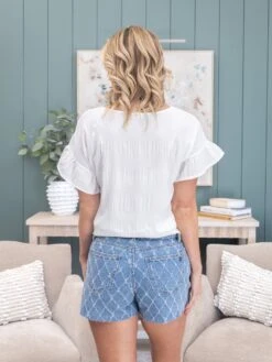 Saige Denim High Rise Shorts W/ Quilted Rhombus Pattern | S - L -Discount Divas Shop 08506d28a2bd94b17ead16e34e15cc78