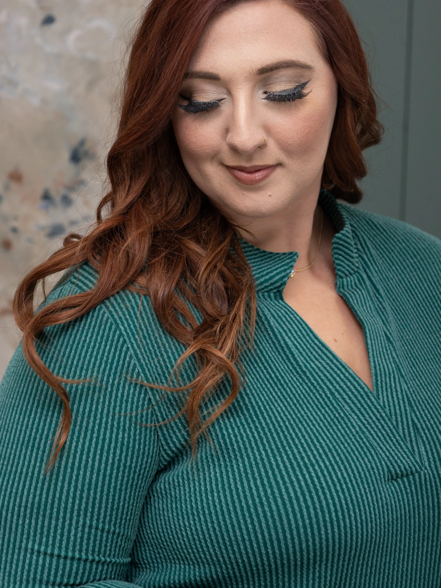 Raised Rib Long Sleeve Mandarin Collar Dress | S - 3X 4 Raised Rib Long Sleeve Mandarin Collar Dress | S - 3X - Image 4