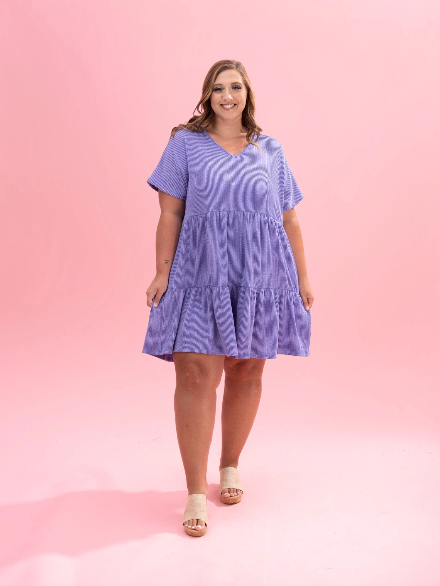 Raised Rib Tiered V Neck Dress By DD Design | S-3XL 11 Raised Rib Tiered V Neck Dress By DD Design | S-3XL - Image 11