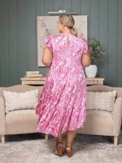 Damask Print Satin Tiered Midi Dress | S - XL -Discount Divas Shop 08e92fbbf529e7764931e5b77e5d1aa9