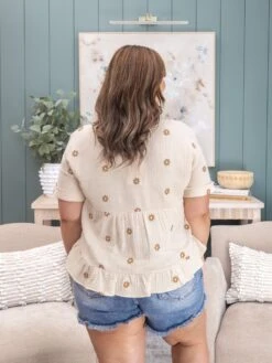 Floral Embroidered Woven Blouse With V Neck | S-L -Discount Divas Shop 090d675c179f6136516bfdb93e18a6af