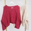 Long Sleeve V Neck Chunky Knit Cropped Sweater | S-L