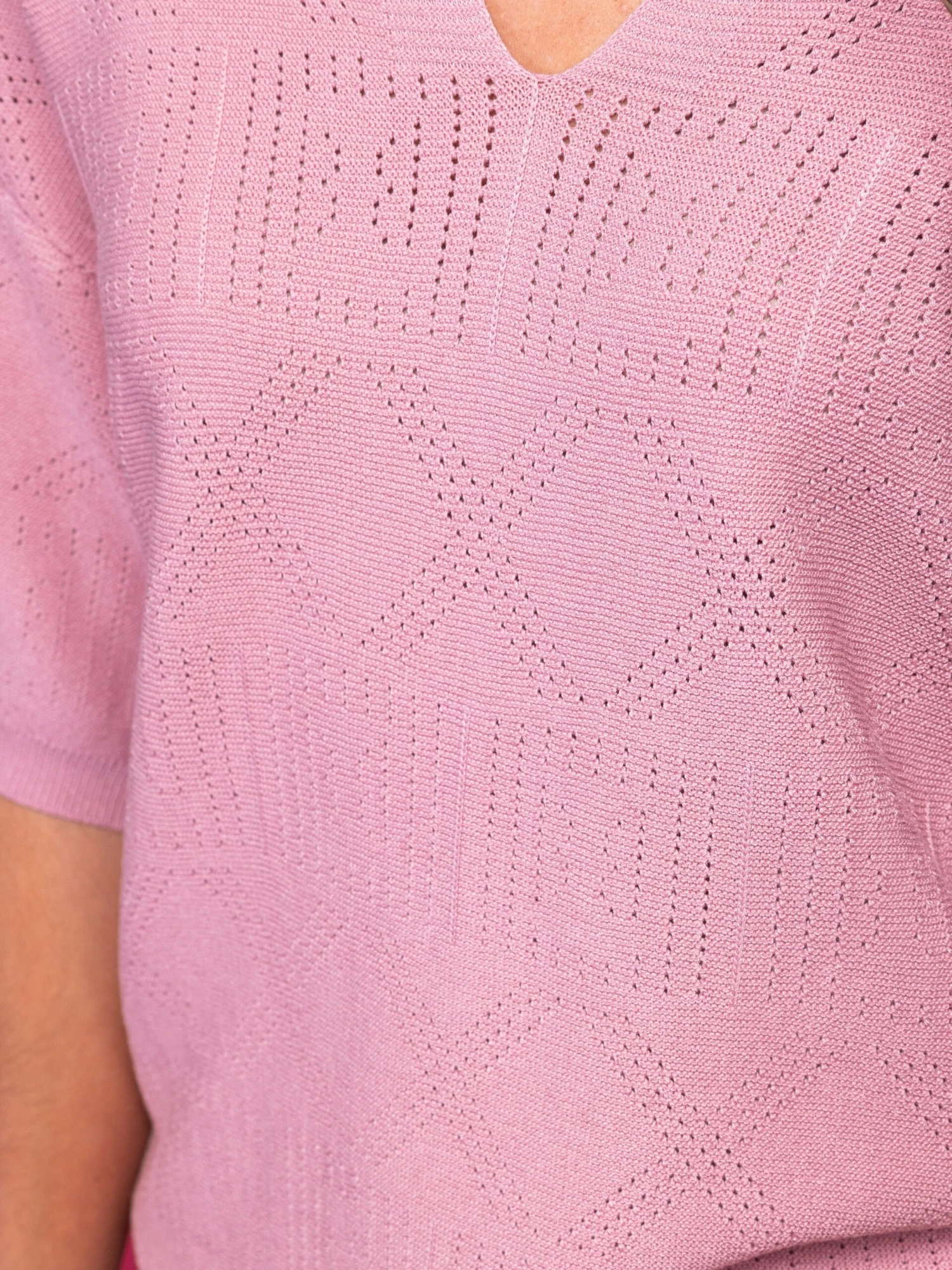 Short Sleeve Collared Crochet Knit Top | S-Lw/ Sku49947 4 Short Sleeve Collared Crochet Knit Top | S-Lw/ Sku49947 - Image 4