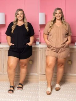 Raised Rib V-Neck Shirt | S-3XL Set W/ Sku54110