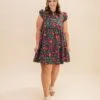 Floral Print Short Sleeve Midi Dress | S-L
