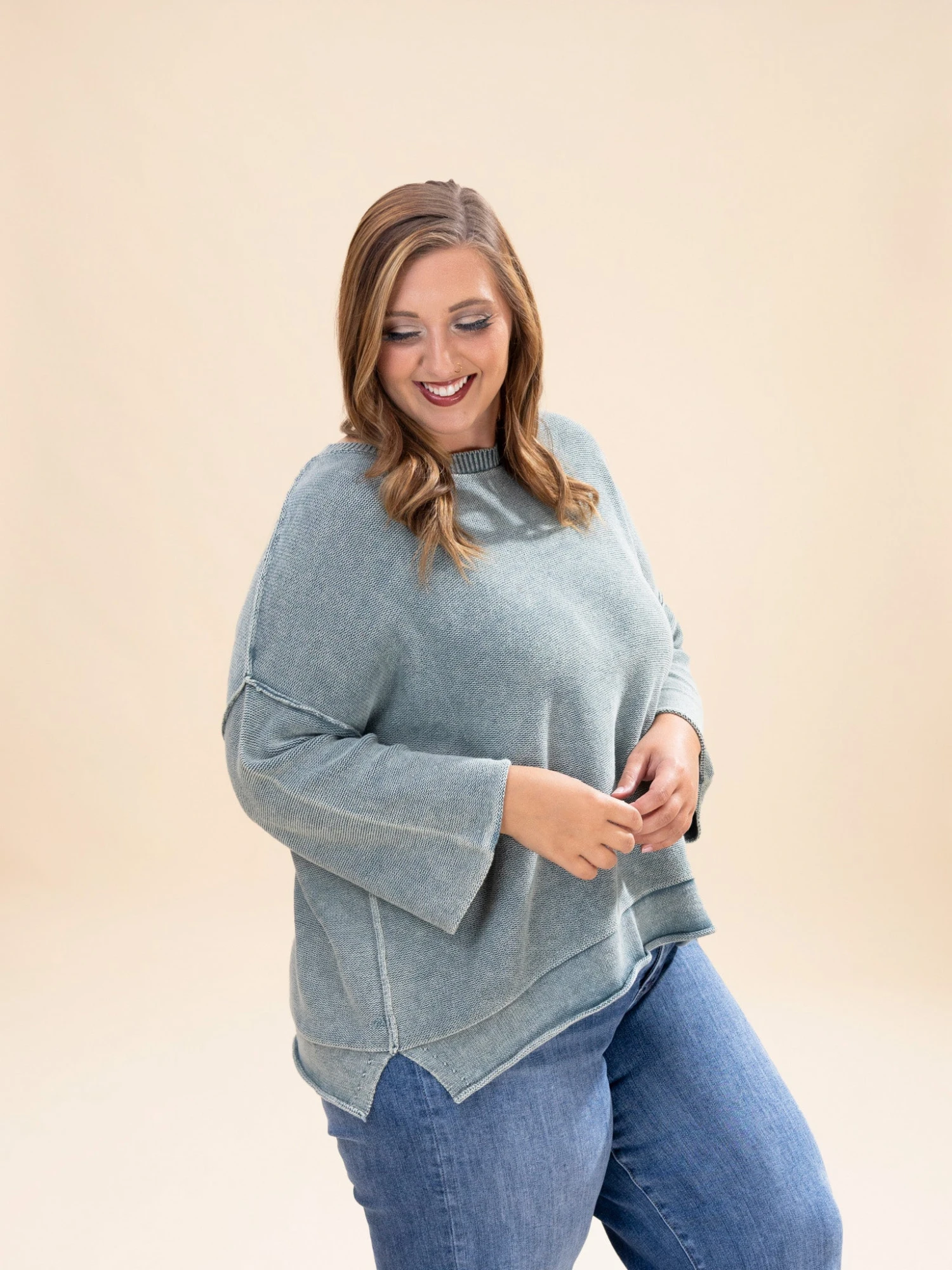 Zenana Washed 3/4 Sleeve Boxy Sweater Top | S-L 6 Zenana Washed 3/4 Sleeve Boxy Sweater Top | S-L - Image 6
