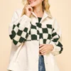 Faux Fur Checkered Detail Jacket | S - 3XL Davi & Dani