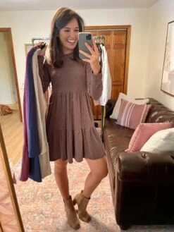 Raised Rib Long Sleeve Tiered Dress | S - 3X -Discount Divas Shop 0b6ab173c908f3c059a36e434fb2192b