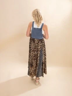 Denim Overall Dress With Leopard Print Detail | S-3XL -Discount Divas Shop 0ba079b0b246a2749e81d9c650d82d6f