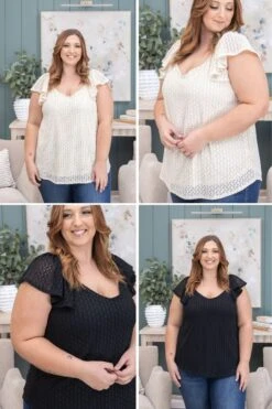 Relaxed Fit Flutter Sleeve Lined Top | S-3XL