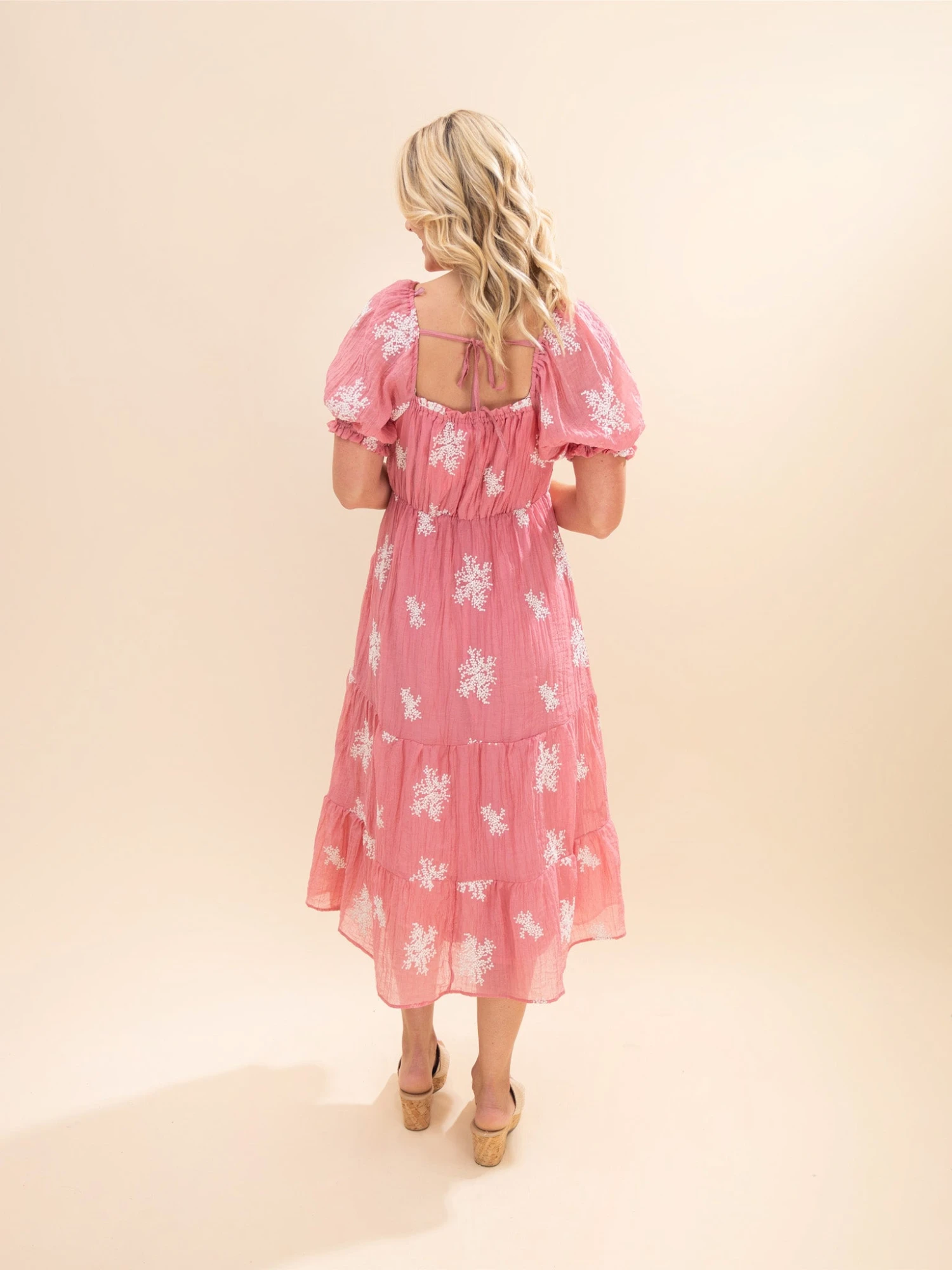 Embroidered Puff Sleeve Midi Dress | S-L 7 Embroidered Puff Sleeve Midi Dress | S-L - Image 7