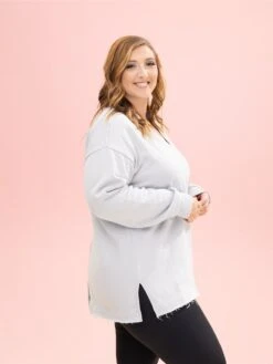 Lived In Long Sleeve V Neck Back Split Pullover By DD Design | S-3XL -Discount Divas Shop 0c2d83bd4c061af87fcc505f110ae686