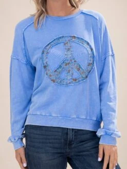 Peace Sign Washed Terry Pullover | S - L -Discount Divas Shop 0d9b665ae2933256a3f3d049c8bb0789