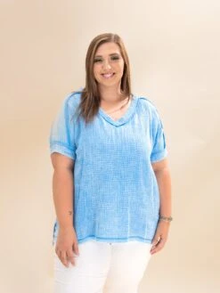 Zenana Woven Double Gauze Acid Washed Short Sleeve Top | S-L -Discount Divas Shop 0ddc50515ee566dbca4373ee052ef6b6
