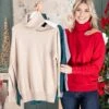 Solid Color Cut Out Shoulder Turtle Neck Sweater | S-3X