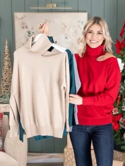 Solid Color Cut Out Shoulder Turtle Neck Sweater | S-3X