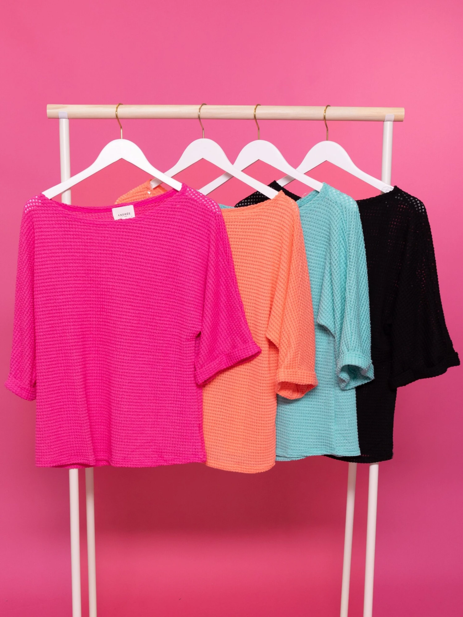 1/2 Sleeve Round Neck Waffle Knit Top | S - 3X 2 1/2 Sleeve Round Neck Waffle Knit Top | S - 3X - Image 2