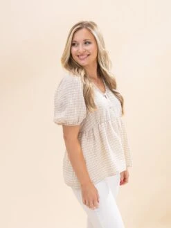 Gingham Print Puff Bubble Sleeve Top | S-L -Discount Divas Shop 0e69366a7ccc11374a8107b1498feb0d