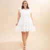 Textured Floral Button Tiered Short Dress | S-3XL