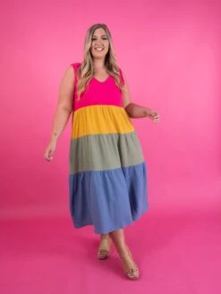 Cotton Gauze Colorblock Tiered Sleeveless Maxi Dress | S - XL -Discount Divas Shop 0fe6b50c2dc9cd7c28088e44e30e15b6
