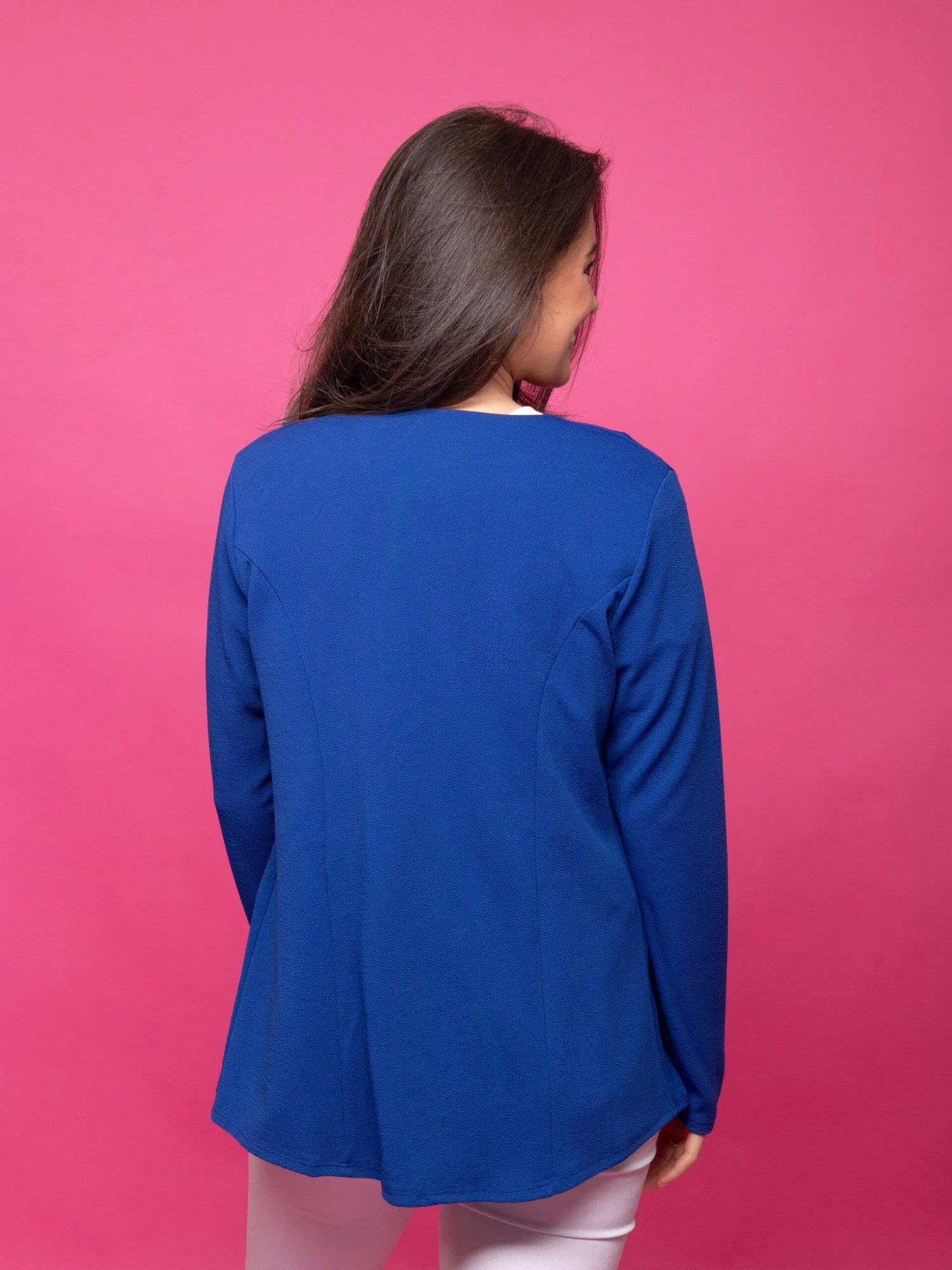 Lapeless Solid Open Blazer | S - 3X 4 Lapeless Solid Open Blazer | S - 3X - Image 4