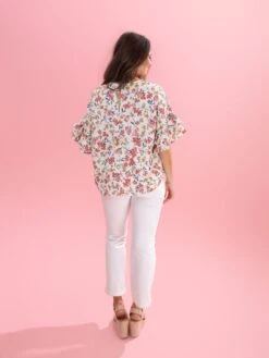 Floral Double Ruffle Sleeve Round Neck Top By DD Design | S-3XL -Discount Divas Shop 10bf2a3c43186d5c669eef47a8a81f12