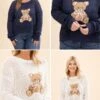 Teddy Bear Graphic Open Knit Sweater | S-L