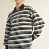 Front Zip Up Stripe Polo Top | S - L Jodifl