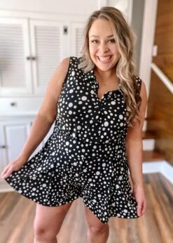 White Birch Polka Dot Knit Shorts W/ Pocket And Pleat Detail| S-3X -Discount Divas Shop 113a300efd99464d92451b45b90ba2d2