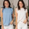 Sleeveless Ruffle Trim Mock Neck Top | S-3X