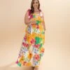 Floral Print Sleeveless Tiered Midi Dress | S-3XL